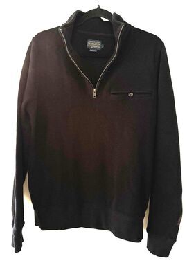 Pendleton Quarter Zip Mock Neck Pullover Sweater Black 100% Cotton Men S, Preppy